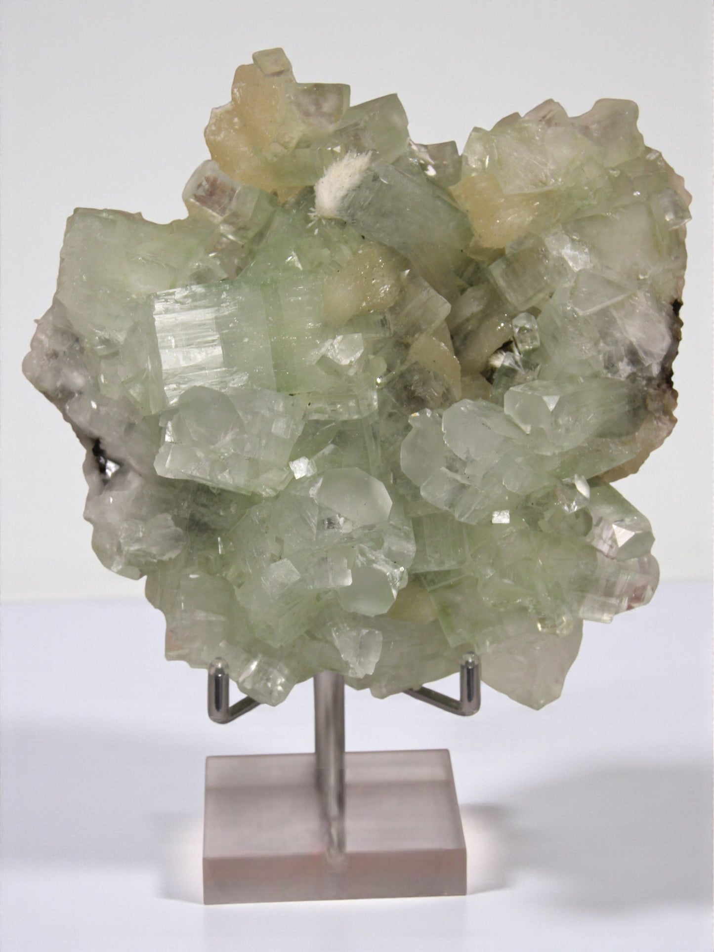 Sea Foam Green Apophyllite with Peach Silbite and Mordenite Specimen