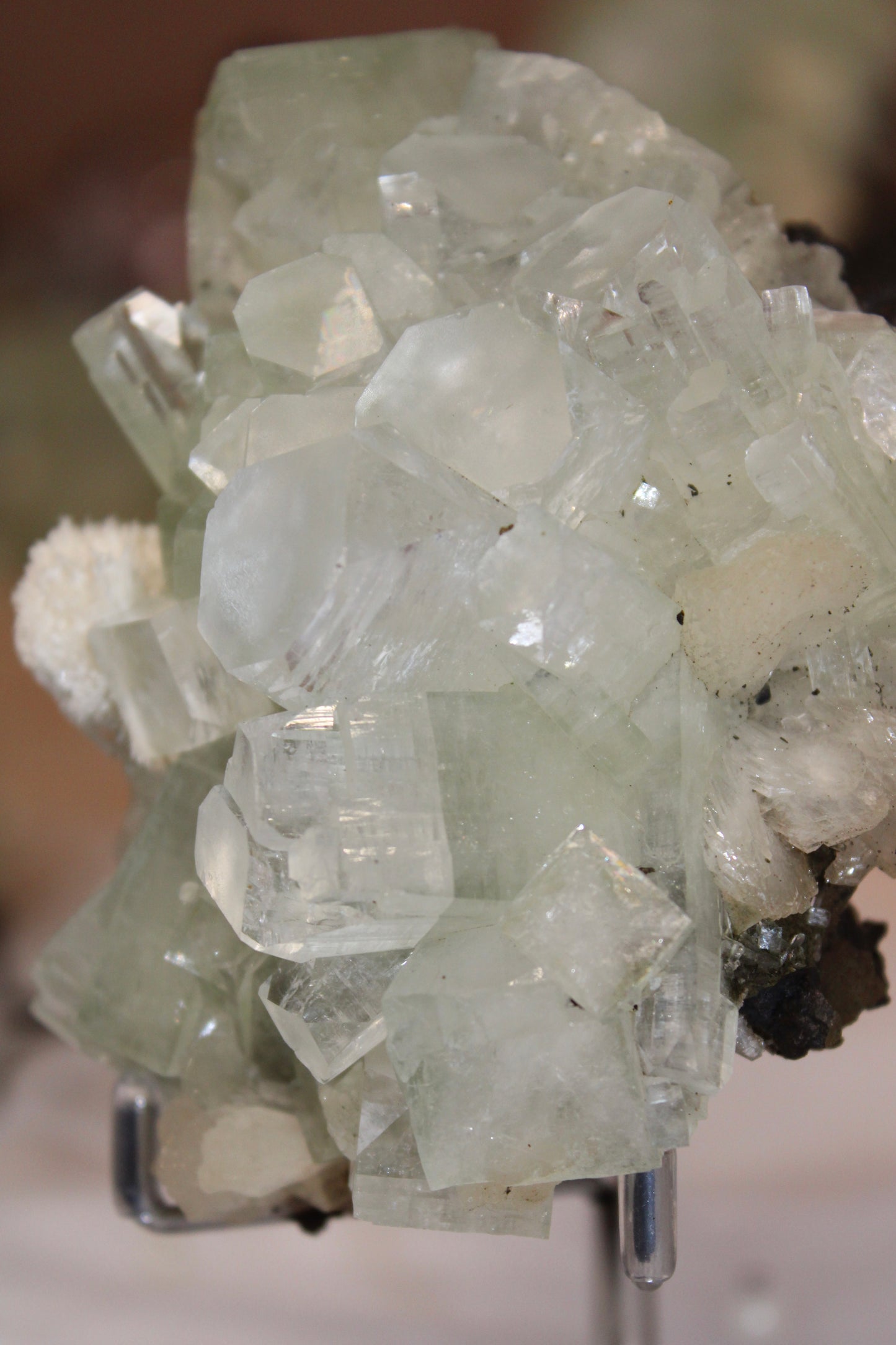 Sea Foam Green Apophyllite with Peach Silbite and Mordenite Specimen