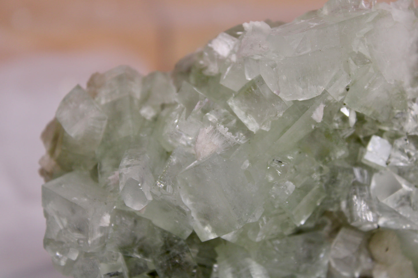 Sea Foam Green Apophyllite with Peach Silbite and Mordenite Specimen