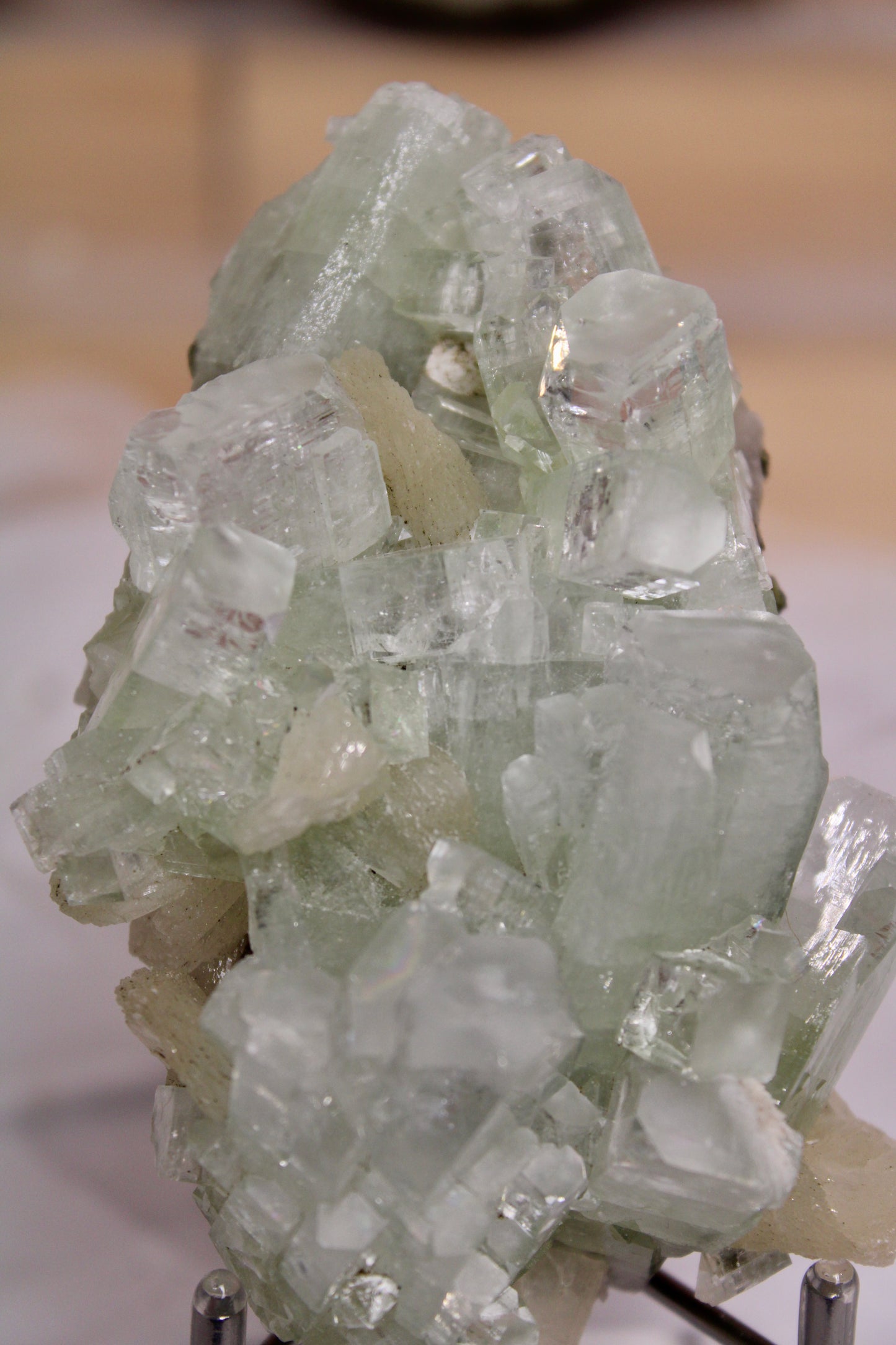 Sea Foam Green Apophyllite with Peach Silbite Specimen