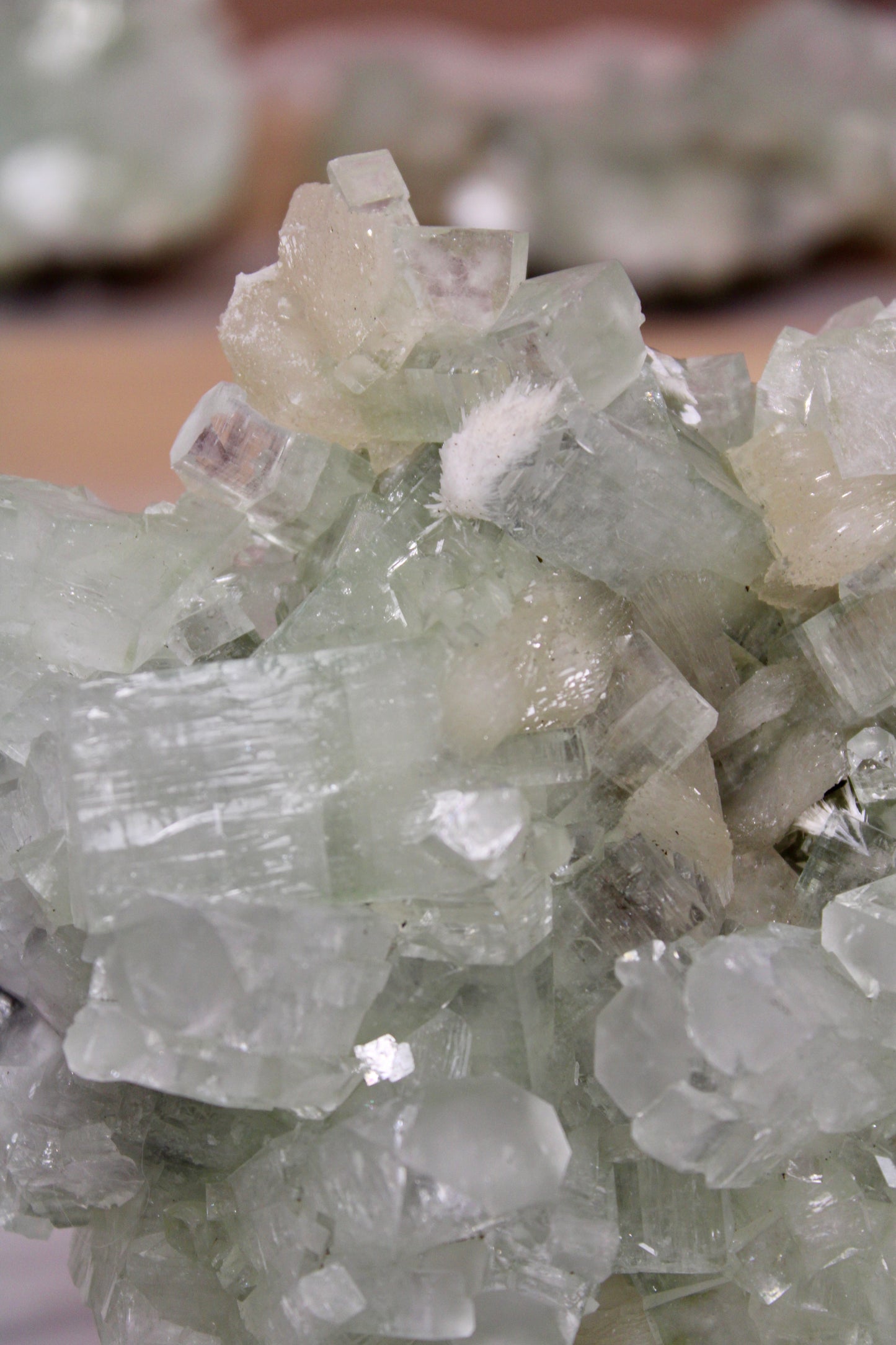 Sea Foam Green Apophyllite with Peach Silbite and Mordenite Specimen