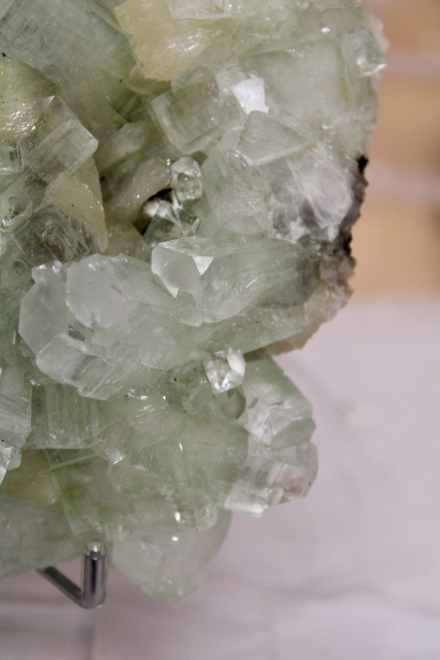 Sea Foam Green Apophyllite with Peach Silbite and Mordenite Specimen