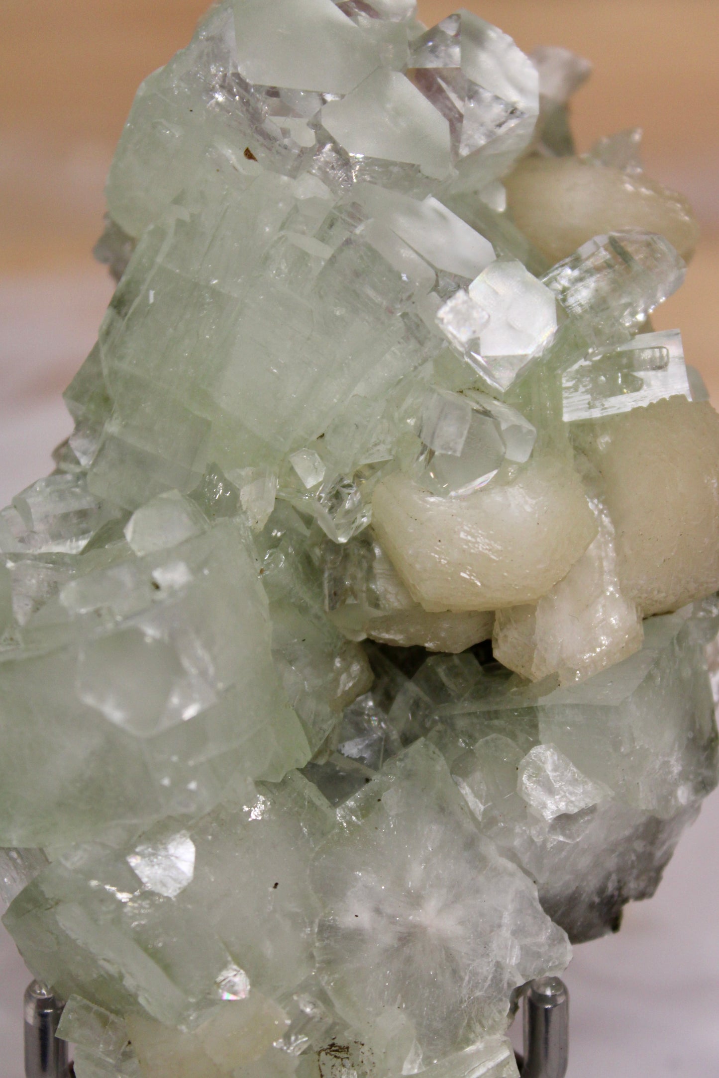 Sea Foam Green Apophyllite with Peach Silbite Specimen