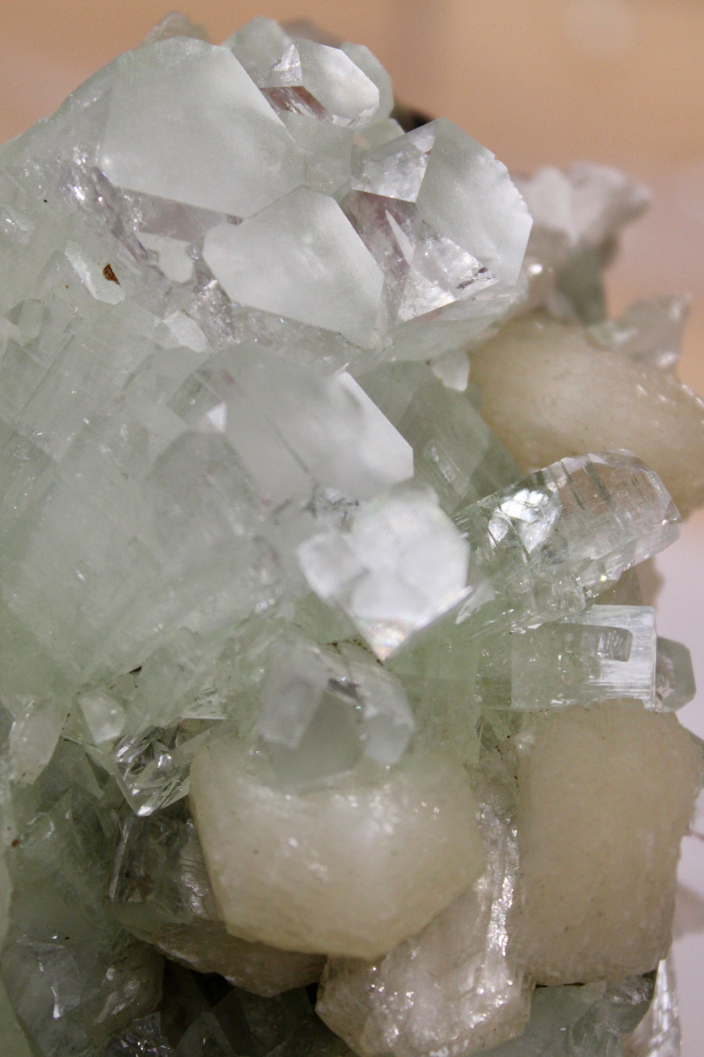 Sea Foam Green Apophyllite with Peach Silbite Specimen