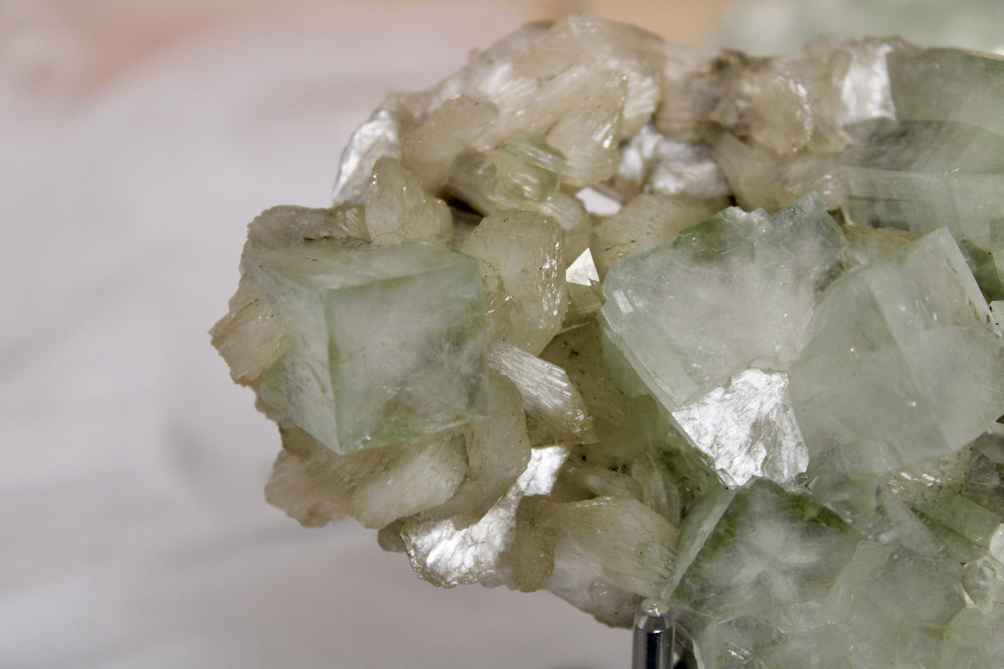 Sea Foam Green Apophyllite with Peach Silbite and Mordenite Specimen