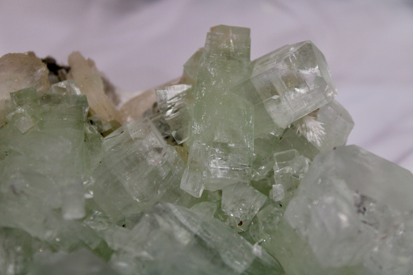 Sea Foam Green Apophyllite with Peach Silbite and Mordenite Specimen