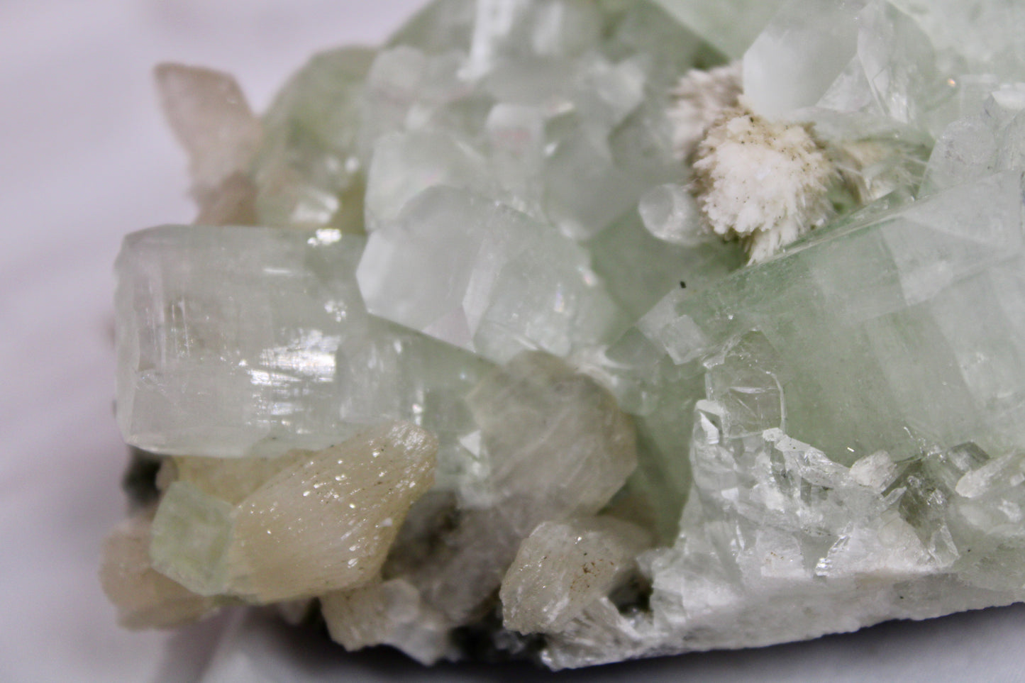 Sea Foam Green Apophyllite with Peach Silbite and Mordenite Specimen