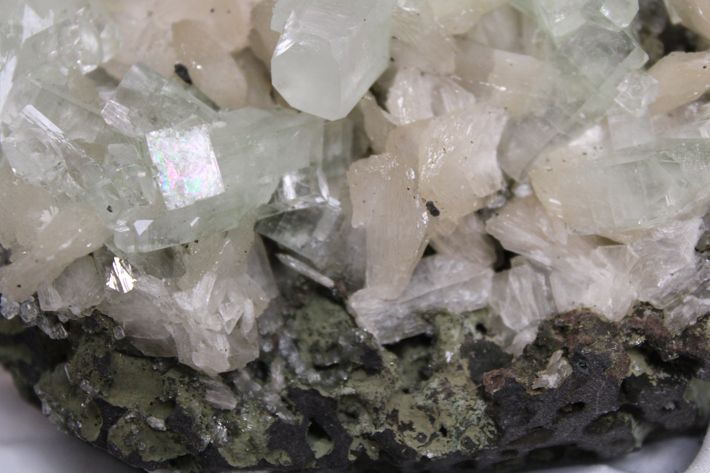 Sea Foam Green Apophyllite with Peach Silbite Standing Specimen