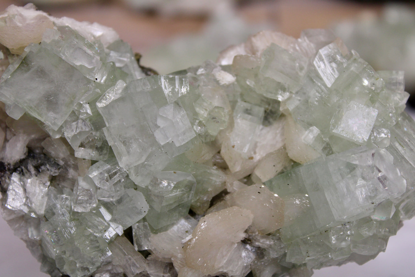 Sea Foam Green Apophyllite with Peach Silbite Specimen