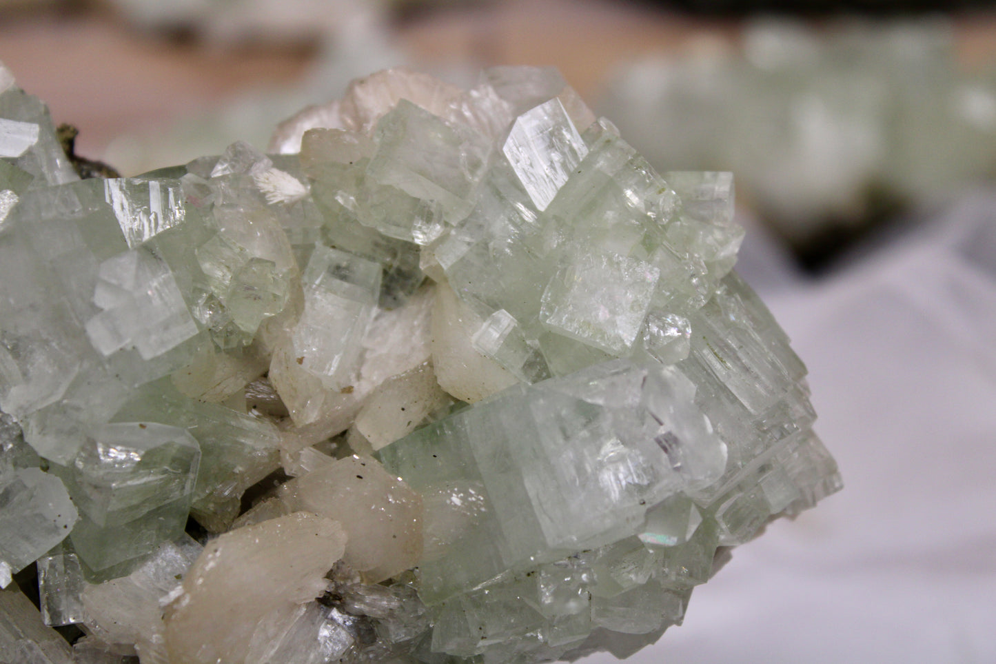 Sea Foam Green Apophyllite with Peach Silbite Specimen