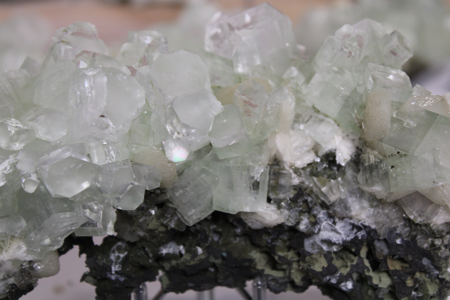 Sea Foam Green Apophyllite with Peach Silbite and Mordenite Specimen