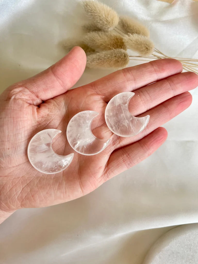 Clear Quartz Moon Carvings