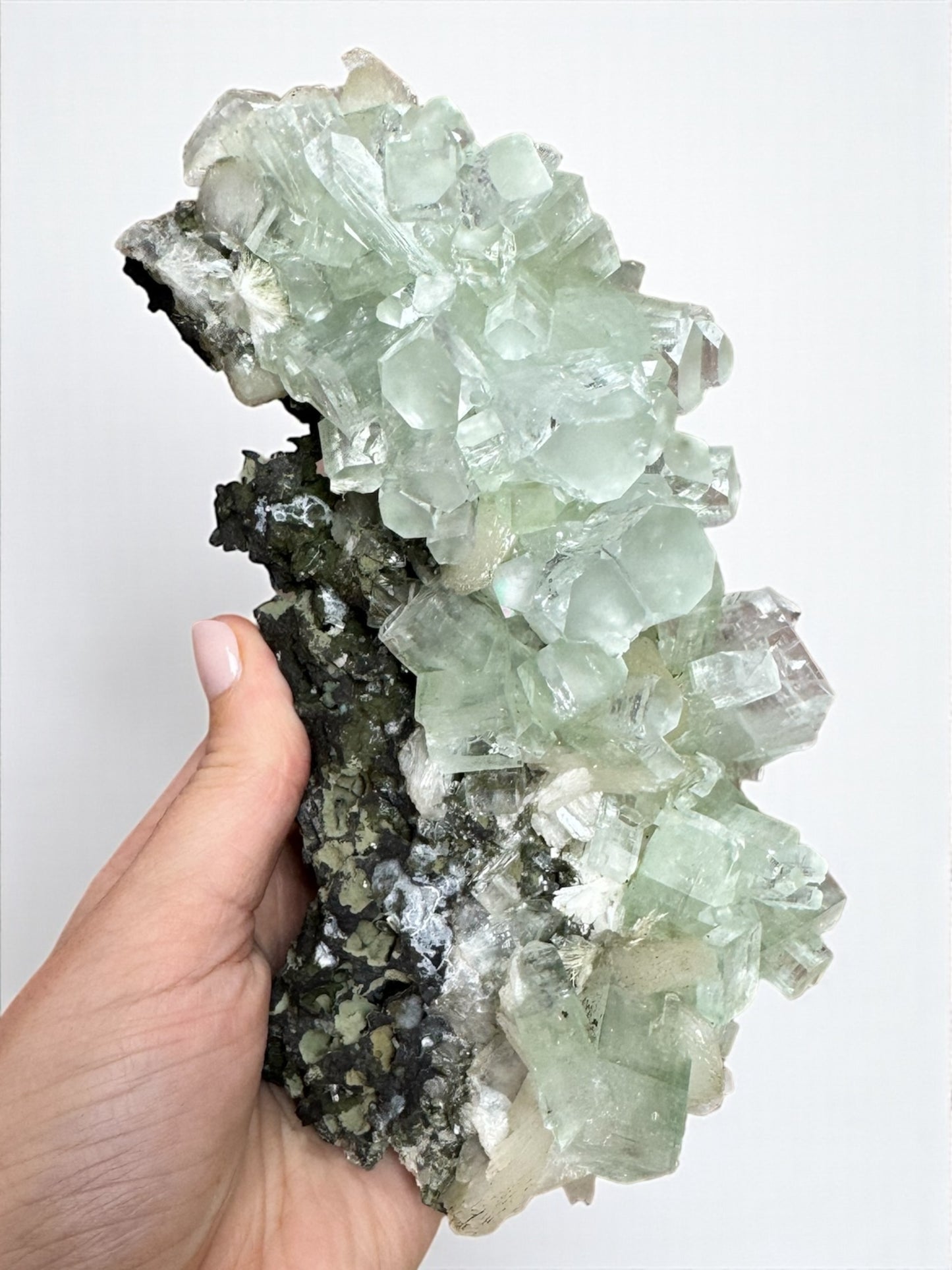 Sea Foam Green Apophyllite with Peach Silbite and Mordenite Specimen