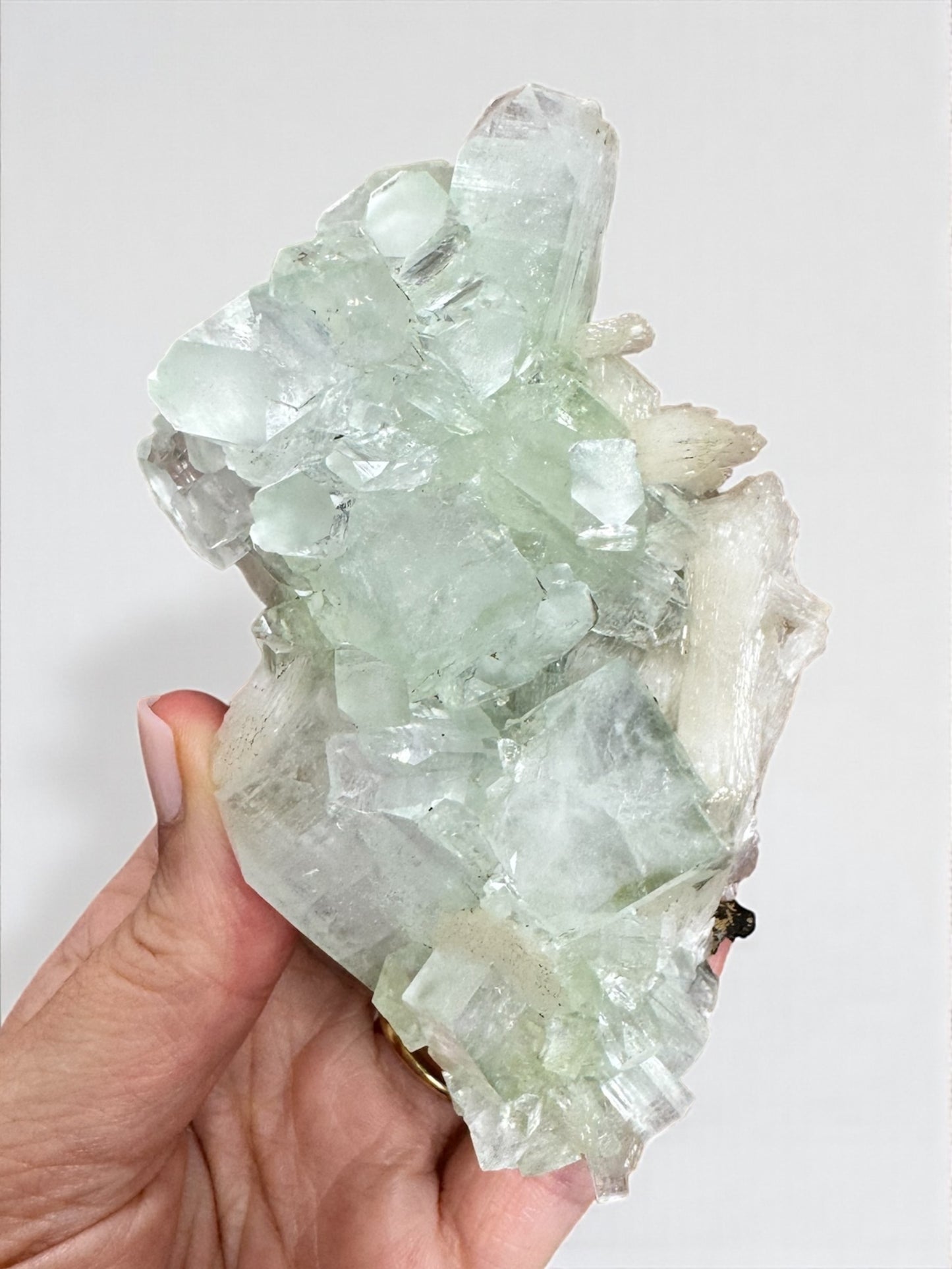 Sea Foam Green Apophyllite with Peach Silbite Specimen