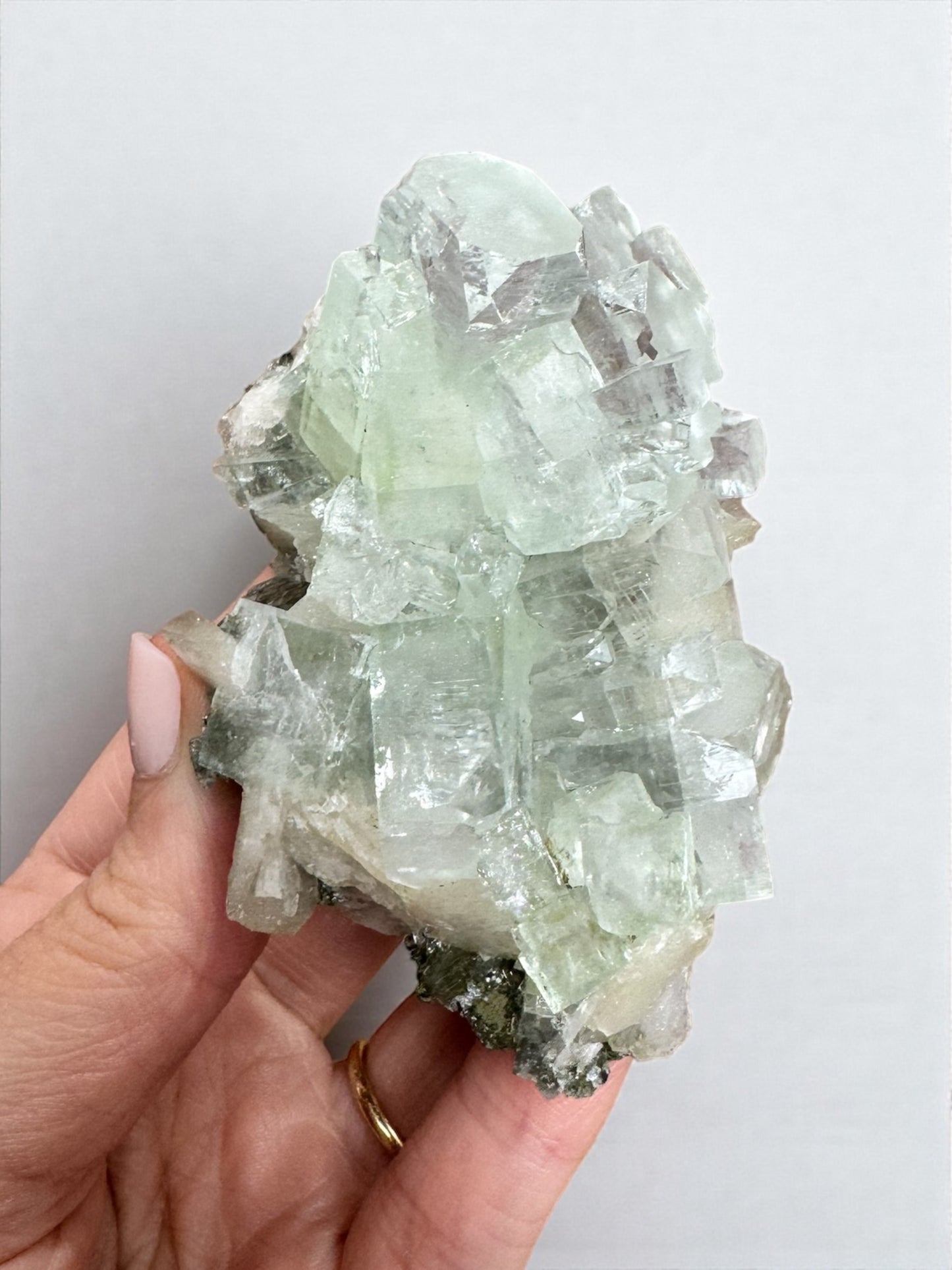 Sea Foam Green Apophyllite with Peach Silbite Specimen