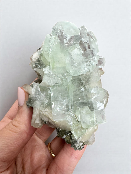 Sea Foam Green Apophyllite with Peach Silbite Specimen