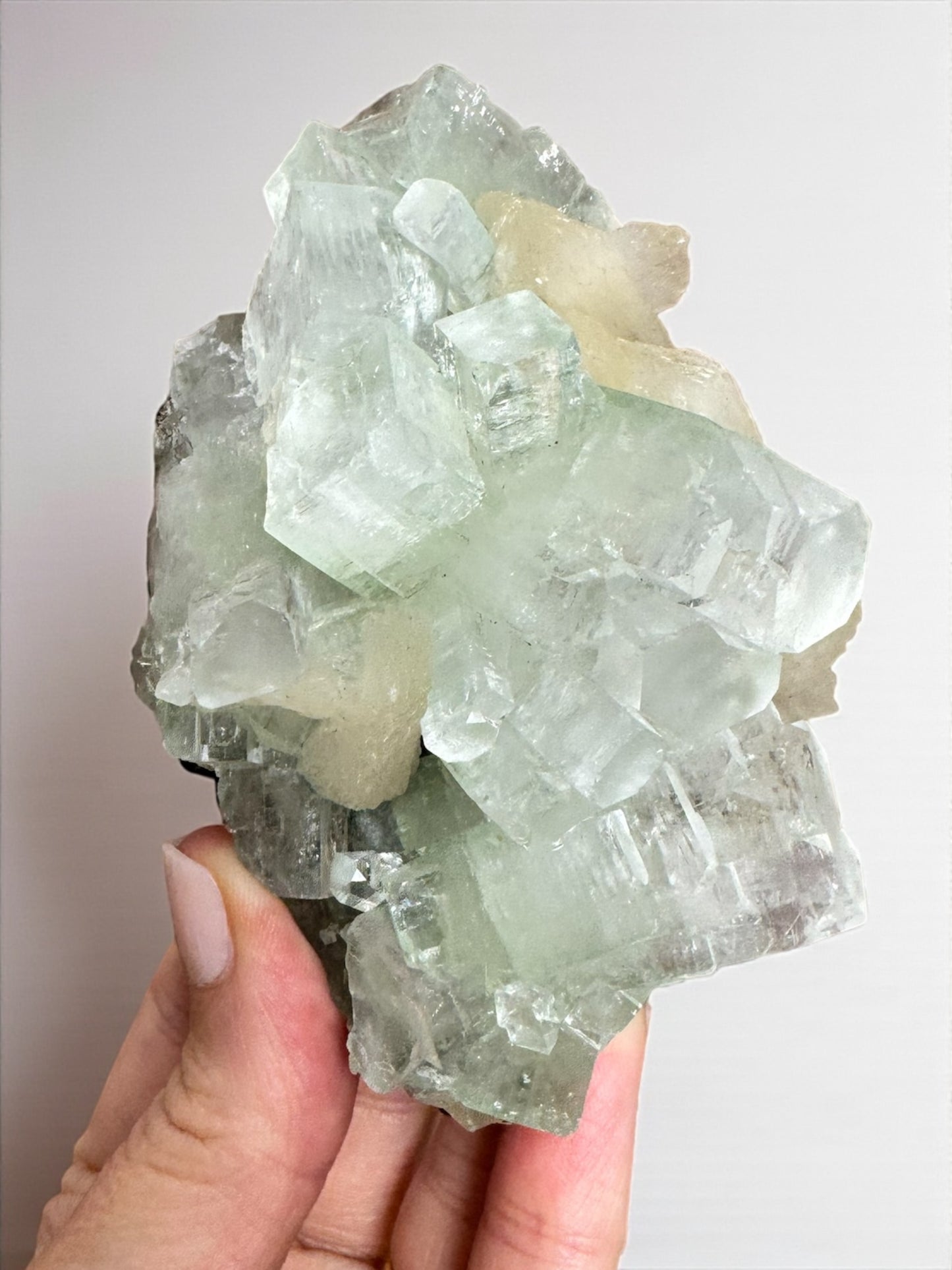 Sea Foam Green Apophyllite with Peach Silbite Specimen