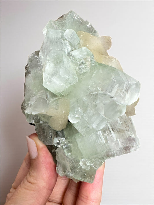 Sea Foam Green Apophyllite with Peach Silbite Specimen