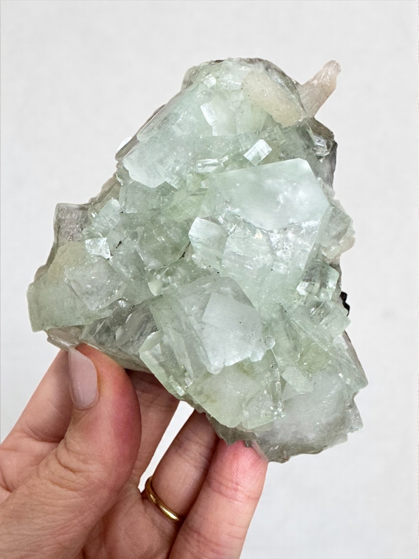 Sea Foam Green Apophyllite with Peach Silbite Specimen
